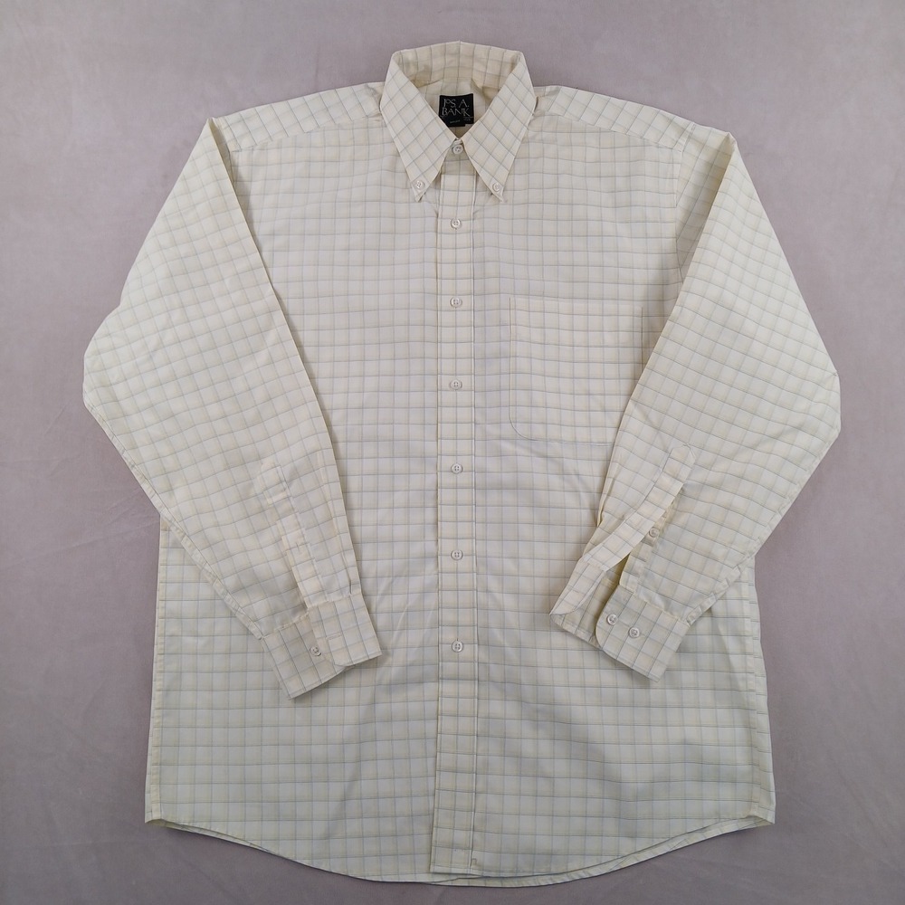 Jos A Bank Travelers Medium Mens Shirt‎ Button Down Long Sleeve 23x29 Has Defect
